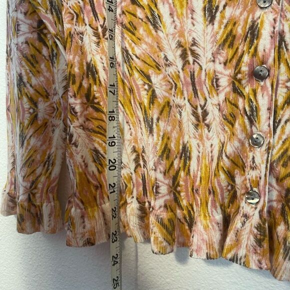 Sundance Button Up Cardigan Mini Peplum Ruffle Size Medium - Picture 2 of 6